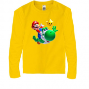 Детская футболка с длинным рукавом с Марио, черепахой и звездочк