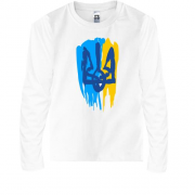 Детская футболка с длинным рукавом с гербом Украины (стилизованный под краску) 3