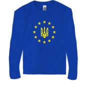 Детская футболка с длинным рукавом с гербом Украины - ЕС