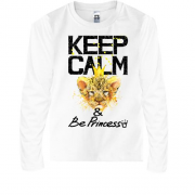 Детская футболка с длинным рукавом с львенком Keep calm and be p