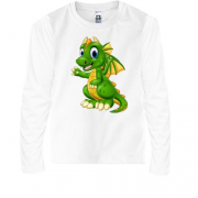 Детская футболка с длинным рукавом с маленькими зеленым дракончиком