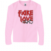 Детская футболка с длинным рукавом с надписью "Fake love"