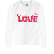 Детская футболка с длинным рукавом с надписью "Love" из цветов