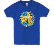 Детская футболка с желто-синим букетом цветов (2)