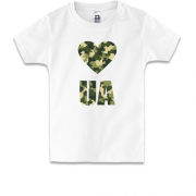 Детская футболка с камуфляжной надписью Love UA