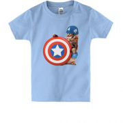 Детская футболка с котом - Капитан Америка