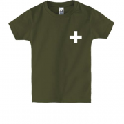 Дитяча футболка з хрестом - розпізнавальним знаком ЗСУ (міні)
