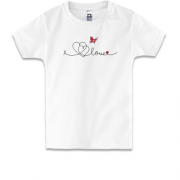 Детская футболка с надписью Love с бабочкой (Вышивка)