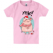 Детская футболка с надписью "Хрю" и свинкой