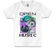 Детская футболка с наушниками Open your music