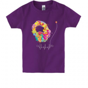 Детская футболка с наушниками "Музыка в сердце"