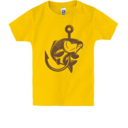 Детская футболка с рыбой на крючке "улов"