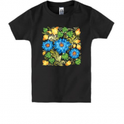 Дитяча футболка із синіми квітами (писанка)