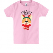 Детская футболка с собачкой "Весёлых праздников"