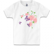 Детская футболка с цветами и бабочками