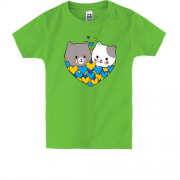 Детская футболка с влюблёнными котиками (жовто-блакитн)