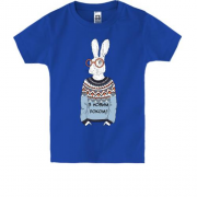 Детская футболка с зайцем в свитере "С Новым Годом"