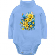 Детское боди LSL Желто-синий цветочный арт с бабочкой