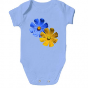 Дитячий боді із жовто-синіми квітками