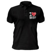 Футболка поло "I love Beef"