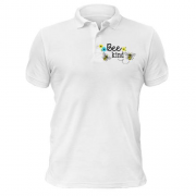 Чоловіча футболка-поло з бджолами - Bee Kind (Вишивка)