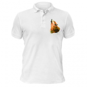 Чоловіча футболка-поло з малюнком виючого вовка