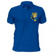 Чоловіча футболка-поло з тигром у жовто-синіх фарбах