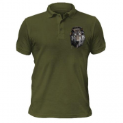 Чоловіча футболка-поло з вовком в навушниках