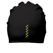Хлопковая шапка с желто-синим узором-цветами (Вышивка)