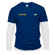 Комбинированный лонгслив Ukraine с мини флагом на груди (Вышивка)