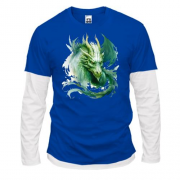 Комбинированный лонгслив Зеленый акварельный дракон