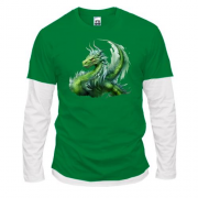 Комбинированный лонгслив Зеленый дракон АРТ