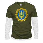 Комбинированный лонгслив "Герб Украины с узором"