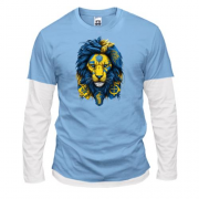 Комбинированный лонгслив с Желто-синим львом