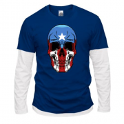 Комбинированный лонгслив с черепом "Капитан Америка"