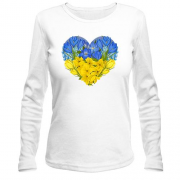 Жіночий лонгслів Серце із жовто-блакитних квітів