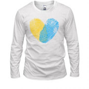 Чоловічий лонгслів жовто-синіми відбитками у вигляді серця