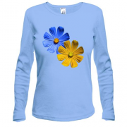 Жіночий лонгслів із жовто-синіми квітками
