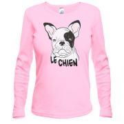 Жіночий лонгслів з написом "Le Chien" і собакою