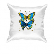 Подушка с желто-синими бабочками (2)