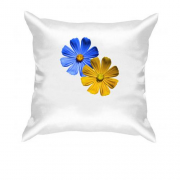 Подушка із жовто-синіми квітками