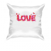 Подушка с надписью "Love" из цветов