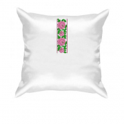 Подушка с розовыми цветами вышиванкой (Вышивка)