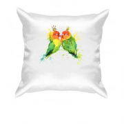Подушка с влюблёнными попугаями