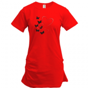 Подовжена футболка Серця з метеликами (Вишивка)