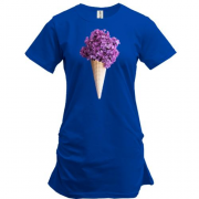 Подовжена футболка з квітковим морозивом