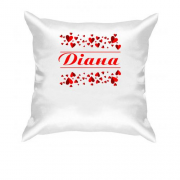 Подушка з сердечками і ім'ям Діана