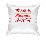 Подушка з сердечками і ім'ям Марина