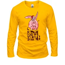 Лонгслів зі свинкою в новорічному ковпаку