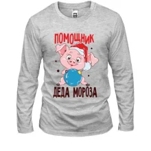 Мужской лонгслив с надписью "Помощник Деда Мороза"